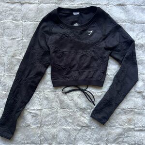 Black Gymshark Women's Crop Top Adapt Animal